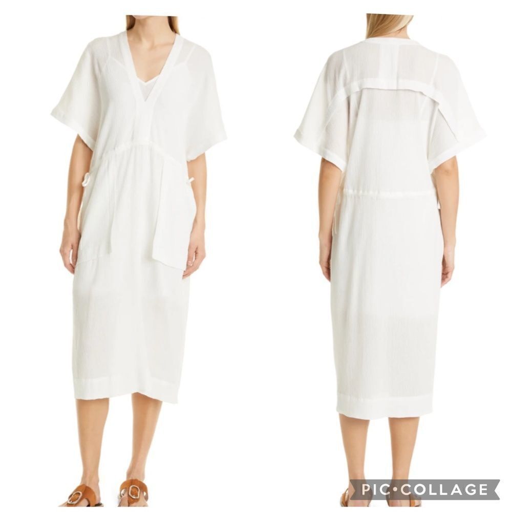 NWT - rag & bone Elysse Crinkled Short Sleeve Shift Dress in White Size: XXS